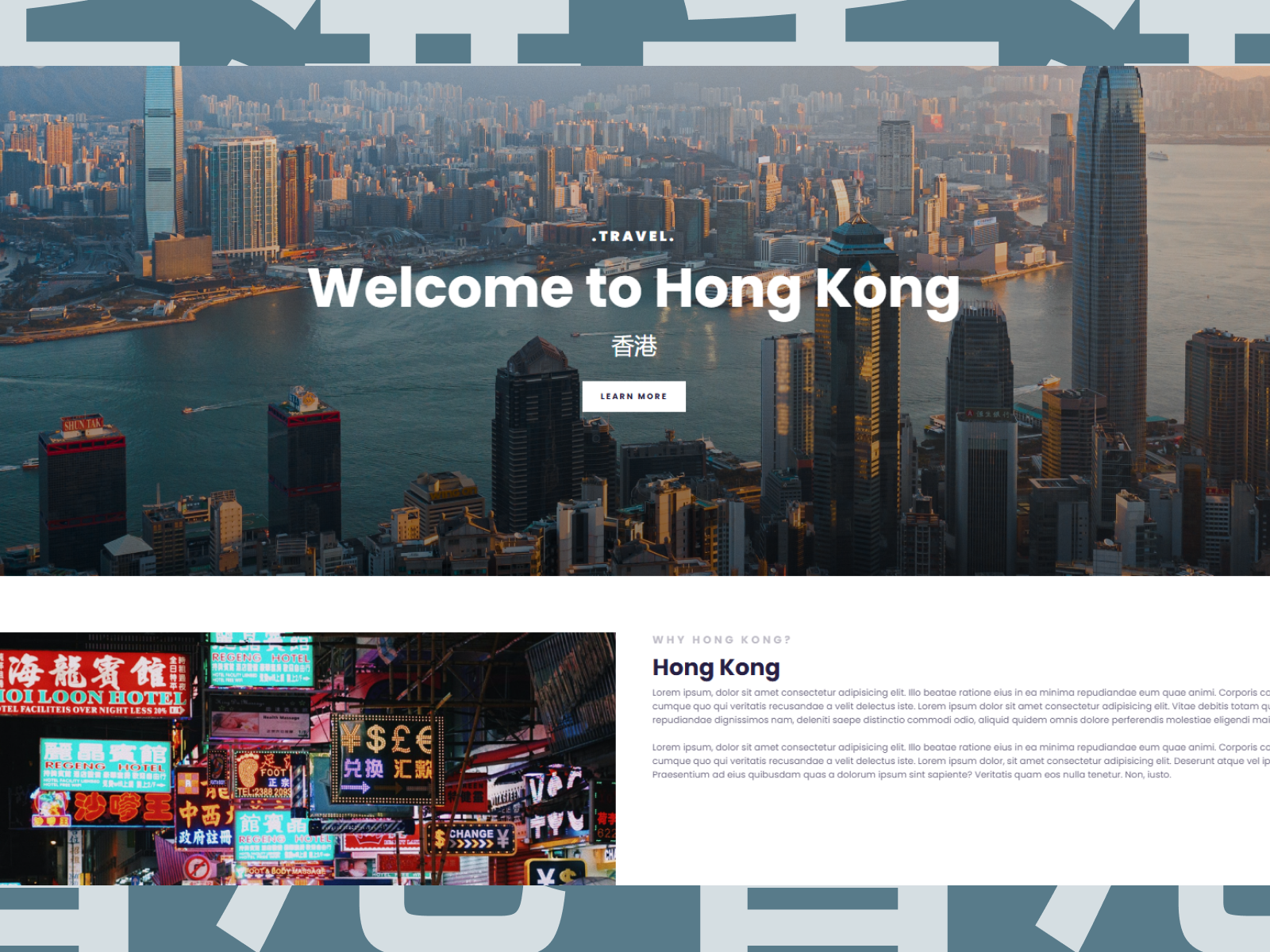Travel UI landing page